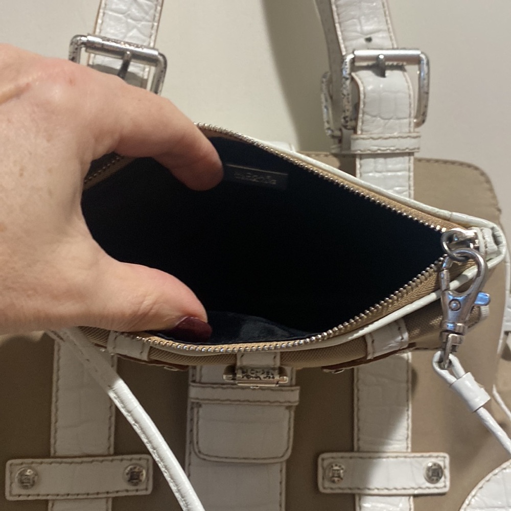 MICHAEL KORS Y2K White Croc Embossed Leather Canvas Shoulder Bag Wristlet NWOT - Picture 6 of 12